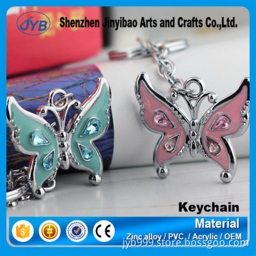 romantic fanshion design 3d butterfly shaped Diamond metal keychain